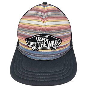 VANS Off the Wall Trucker Hat Gray Stripe Rope Trim Snapback Skate Cap Mesh OSFA